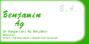 benjamin ag business card